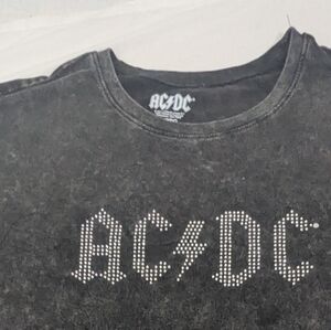 AC/DC NWOT Acid Wash Tee With Bling Logo Hybrid Apparel Size Large